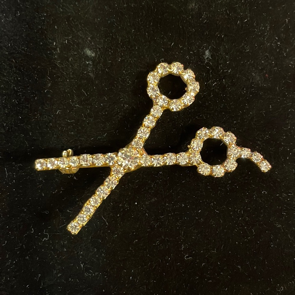 Rhinestone Scissors Brooch